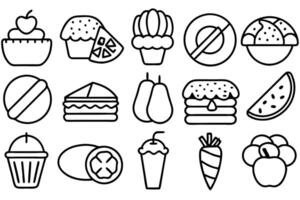 Different types foods artistic line art elegant food display vector