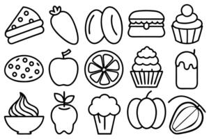 Different types foods line art design creative culinary display vector