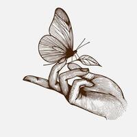 Butterfly hand drawn illustration. Tattoo design elements vector