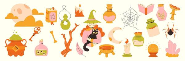 childrens magic elements. Set of elements for witchcraft and magic vector