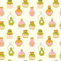 childrens cute background. Witchs Potion. Witchcraft and magic seamless pattern on a light background vector