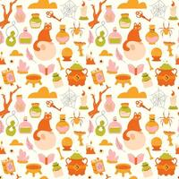 childrens cute background. Witchcraft and magic seamless pattern on a light background vector