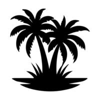 Tall tropical tree with large versatile and feathery leaves. vector