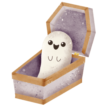 vattenfärg hand dragen illustration söt spöke dök upp från en Kista isolerat läskigt halloween tecknad serie karaktär element png