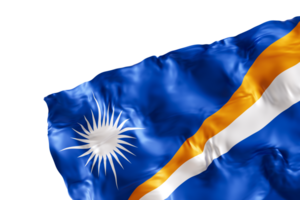 Realistic flag of Marshall Islands, with folds, on transparent background. Footer, corner design element. Cut out. Perfect for patriotic themes or national event promotions. 3D render. png