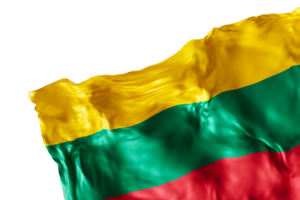 Realistic flag of Lithuania with folds, on transparent background. Footer, corner design element. Cut out. Perfect for patriotic themes or national event promotions. 3D render. png