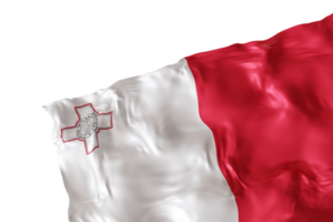 Realistic flag of Malta with folds, on transparent background. Footer, corner design element. Cut out. Perfect for patriotic themes or national event promotions. 3D render. png