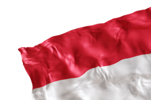 Realistic flag of Monaco with folds, on transparent background. Footer, corner design element. Cut out. Perfect for patriotic themes or national event promotions. 3D render. png
