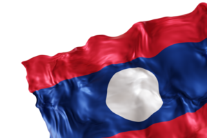 Realistic flag of Laos with folds, on transparent background. Footer, corner design element. Cut out. Perfect for patriotic themes or national event promotions. 3D render. png