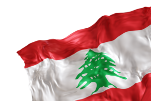 Realistic flag of Lebanon with folds, on transparent background. Footer, corner design element. Cut out. Perfect for patriotic themes or national event promotions. 3D render. png