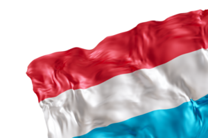 Realistic flag of Luxembourg with folds, on transparent background. Footer, corner design element. Cut out. Perfect for patriotic themes or national event promotions. 3D render. png