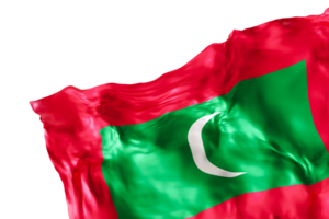 Realistic flag of Maldives with folds, on transparent background. Footer, corner design element. Cut out. Perfect for patriotic themes or national event promotions. 3D render. png