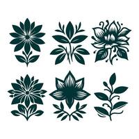 Outline flower set for artistic designs. vector