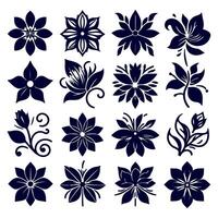 Outline flower set for artistic designs. vector