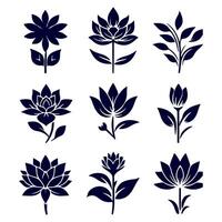 Outline flower set for artistic designs. vector