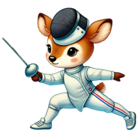 Deer fencer watercolor isolate transparent background. png
