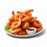 Generated Ai shrimp plate, seafood, seafood dish, shrimp recipe, crispy shrimp, png