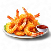Generated Ai Fresh fried shrimps, fried shrimp, shrimp plate png