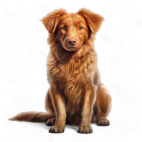 Generated Ai Retriever dog with tilted head, cute retriever dog png