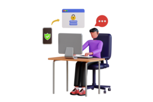 Two Factor Authentication 3D Illustration. Two Step Verification 3D Illustration png