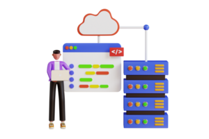 Server Management by Engineer 3D Illustration. Cloud Hosting by Engineer 3D Illustration png