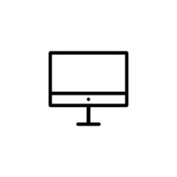 Computer monitor icon with simple and modern design on transparent background png