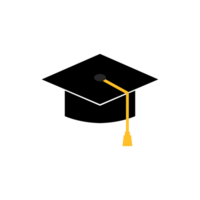 Black graduation cap icon with a simple and modern design on a transparent background png