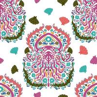 seamless pattern with colorful octopus and shells vector