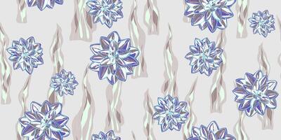 a pattern with blue flowers on a gray background vector