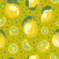 lemon seamless pattern with lemons and polka dots vector