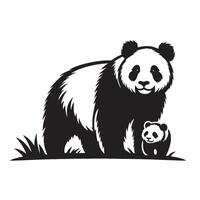 Silhouette of a Panda with a Baby Panda vector