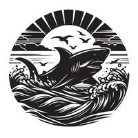 Silhouette of a Shark, T-Shirt Design vector