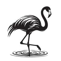 Silhouette of a Flamingo in a Ring Puddle vector