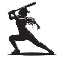 Silhouette of a Softball Player vector