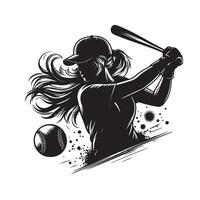 Silhouette of a Softball Player vector