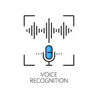 Voice recognition, biometric verification icon vector