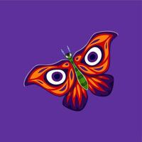 Cartoon Halloween butterfly peacock-eye character vector