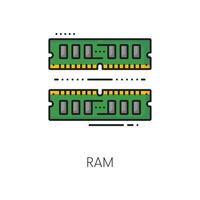 Computer RAM memory software color line icon vector