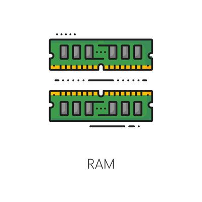 Computer RAM memory software color line icon