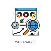 Web development, analyst IT specialist line icon vector