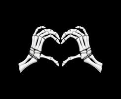 Skeleton hands form a heart shape gesture, vector