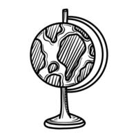 Sketch of globe drawing on white background. Linear design vector