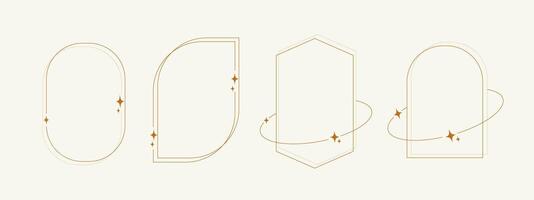 Boho Frame Set in Trendy Minimal Liner Style. Bohemian Borders. vector
