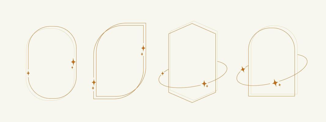 Boho Frame Set in Trendy Minimal Liner Style. Bohemian Borders.
