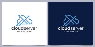 Cloud server database storage logo design technology inspiration. vector
