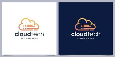Cloud tech server database storage logo design inspiration. vector