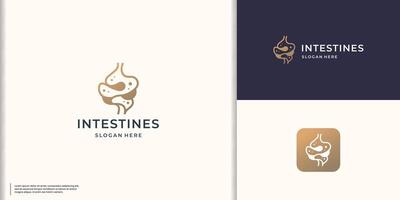 Human Intestine medical structure. logo Intestines silhouette on golden color branding vector