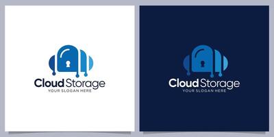 Cloud server database storage logo design technology inspiration. vector