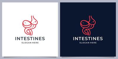 creative line abstract intestines logo design template on white and dark background. vector
