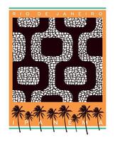 Illustration in abstract style graphically representing the sidewalk on Ipanema beach, Rio de Janeiro, Brazil. vector